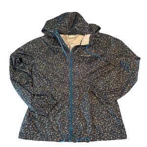 Columbia Women Windbreaker Full Zip Floral Polyester Blue Pockets Size M